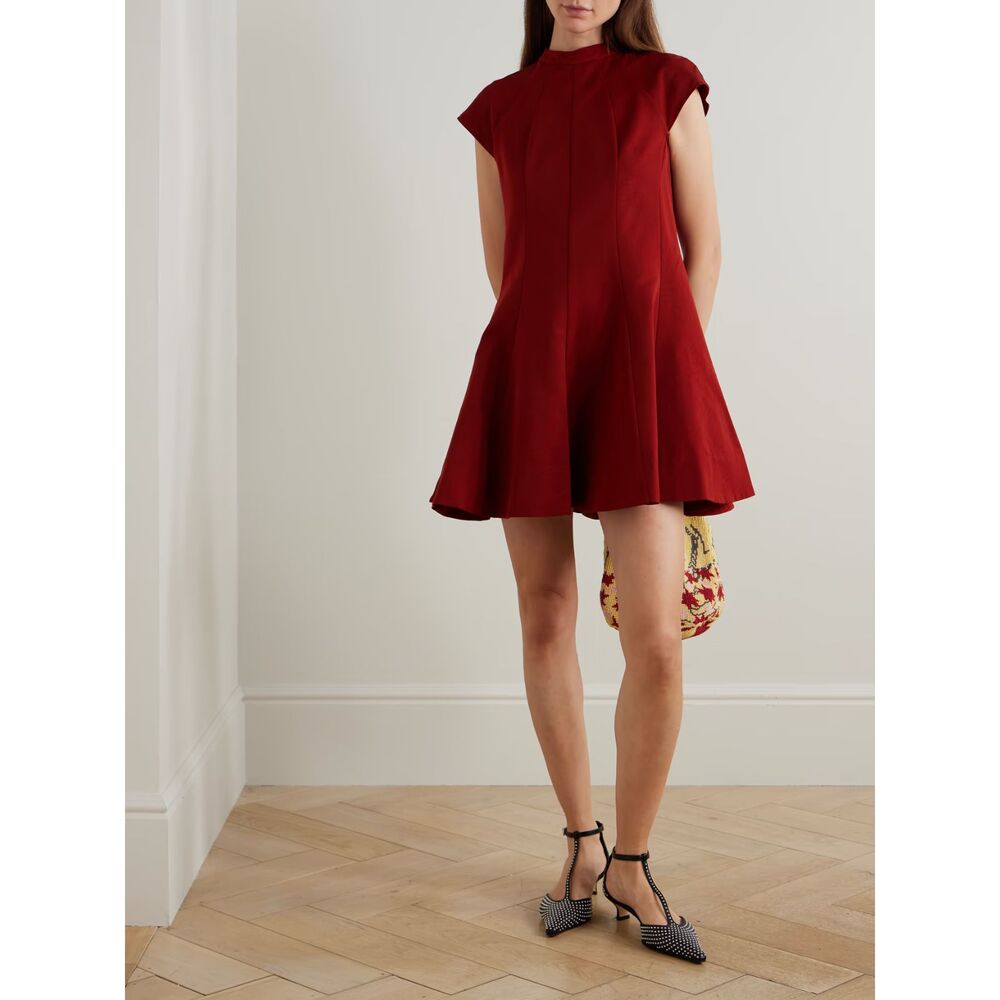 STAUD Ellie paneled cotton-blend faille mini dress S